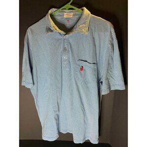 Johnnie-O West Coast Prep Pocket Polo Mens L Blue Stripes Golf Shirt